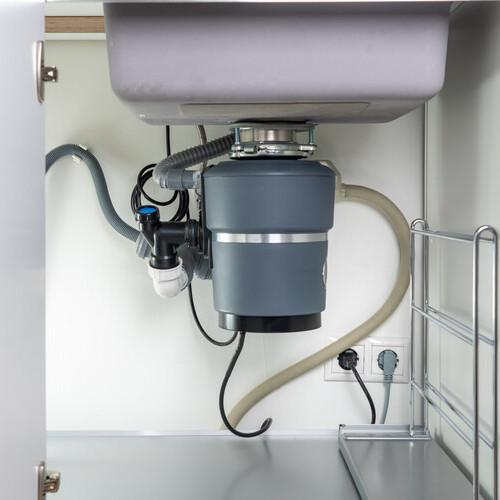garbage disposal under a sink